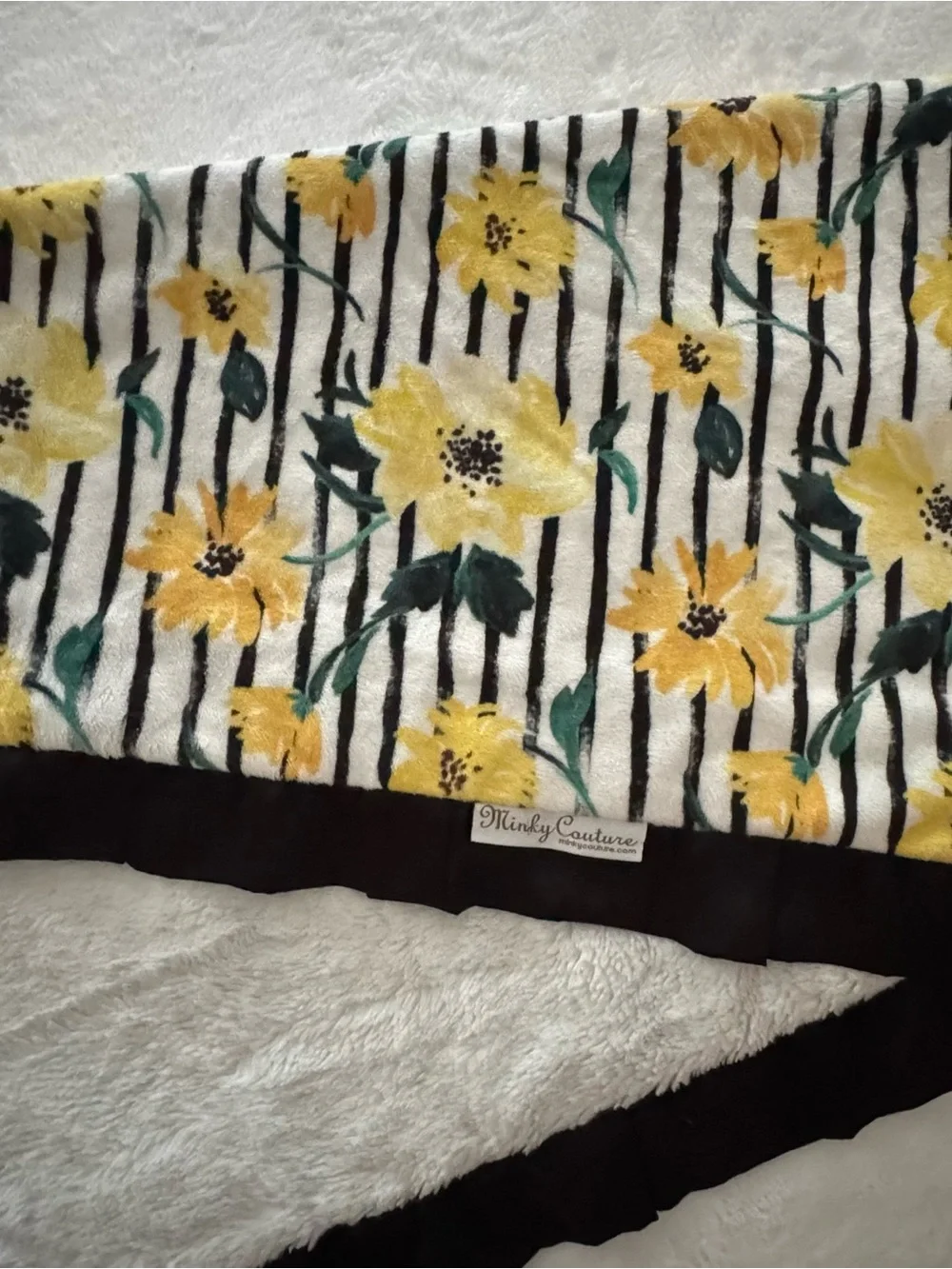 Baby Yellow Floral Minky Blanket - Yellow